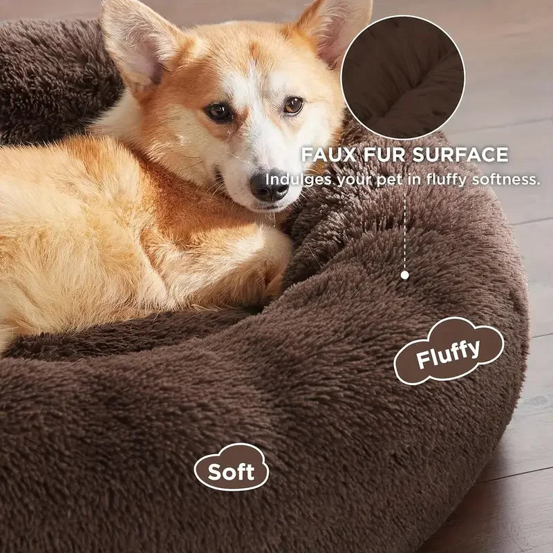 Calming Donut Dog Bed – Ultra-Soft Orthopedic Plush Pet Bed (Machine Washable)