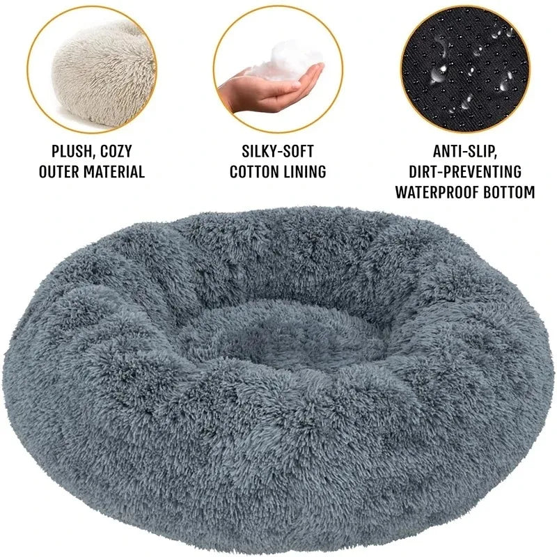 Calming Donut Dog Bed – Ultra-Soft Orthopedic Plush Pet Bed (Machine Washable)